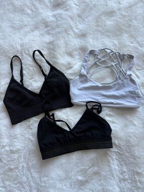 Bundle of 3 lululemon athletica Black & White Strappy Sports Bralettes